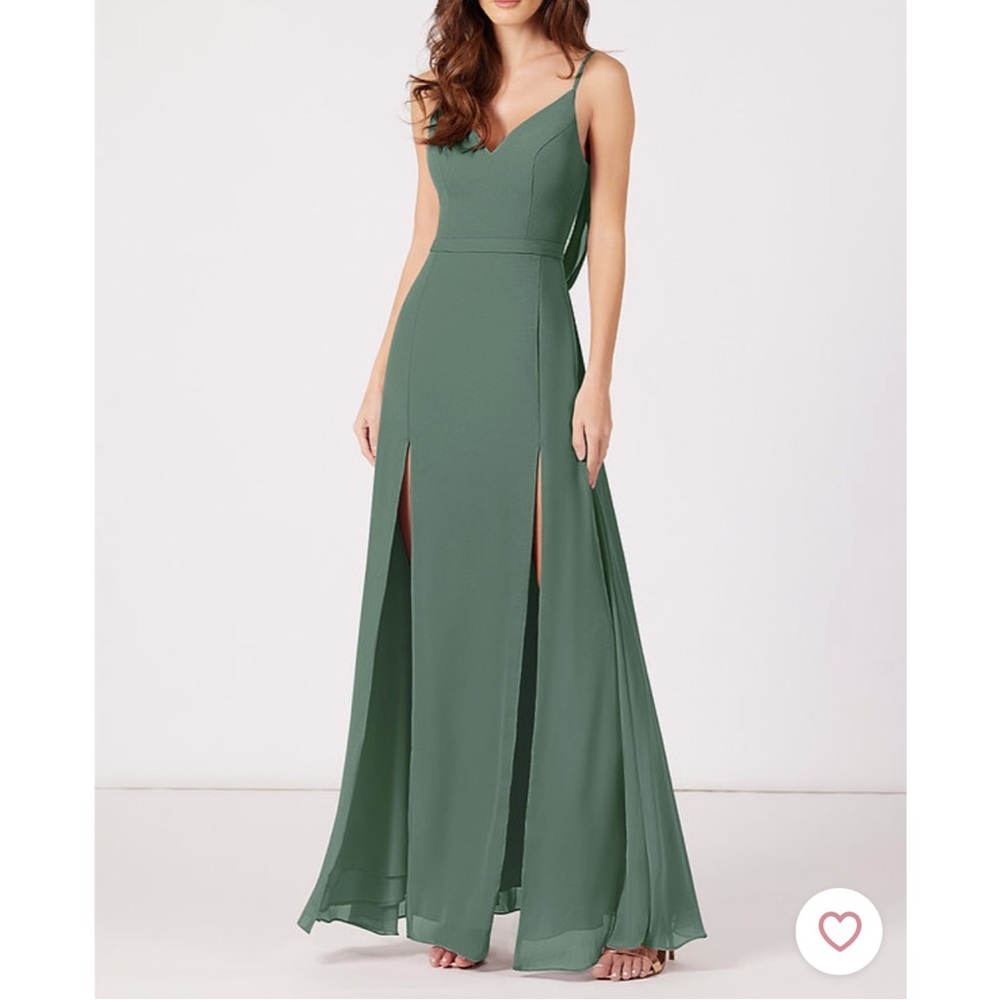 NWT Azazie Candice chiffon dress in Eucalyptus